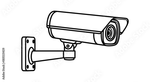 Security camera outline vector surveillance system illustration