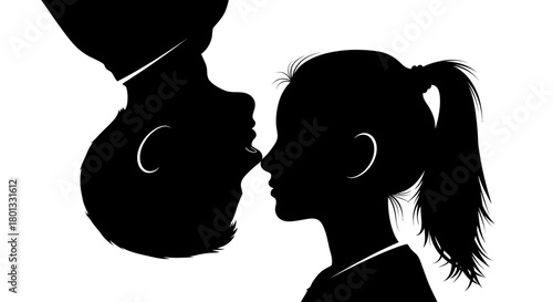 Silhouette father daughter love family parent child illustration