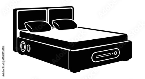 Bedroom furniture bed with pillows and headboard vector graphic