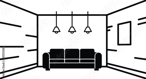 Living room interior design ideas with sofa and pendant lights