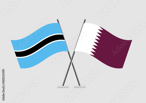 Botswana and Qatar vector flags symbolizing alliance in vector art