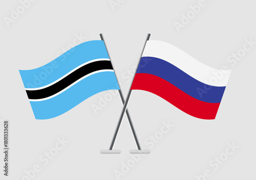 Canvas Print Botswana and Russia vector flags shown in treaty-style illustration