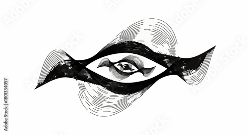 Abstract artistic eye illustration with swirling lines symbolizing vision and perception.