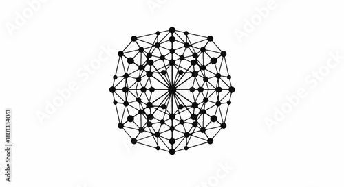 Intricate geometric network pattern on a clean white background, symbolizing connection and complexity