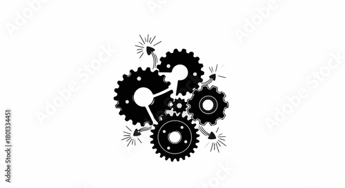 Interconnected gears symbolizing teamwork, innovation, and mechanical synergy.
