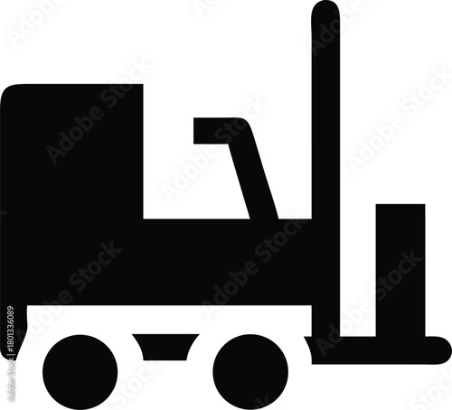 A simplified black forklift truck presents an abstract, clean, and modern graphical element