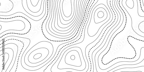 Abstract white and black contour line pattern, resembling a topographic map. The overall style should be minimalistic, modern, and artistic. wavy topographic map and curved line background.