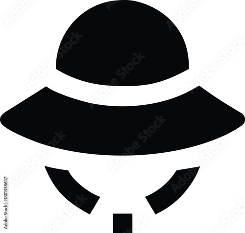 A stylish pith helmet silhouette features classic contours and simplistic black uniform details