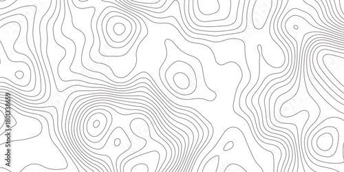 Abstract white and black contour line pattern, resembling a topographic map. The overall style should be minimalistic, modern, and artistic. wavy topographic map and curved line background.