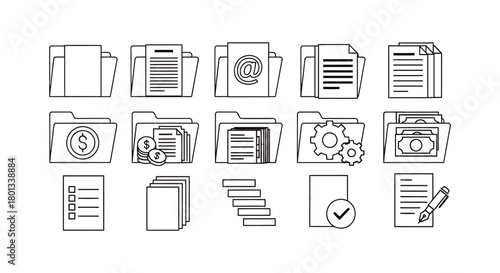 Document folder icon set vector illustration graphic resource