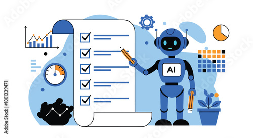 Ai automation checklist task management robot technology concept