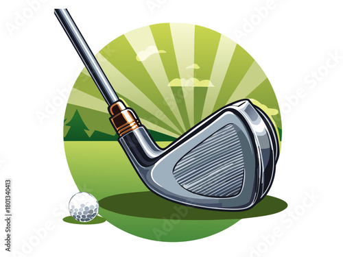 Minigolf putters with balls isolated on white background / Mini Golf Material / Mini golf clubs with balls isolated	
