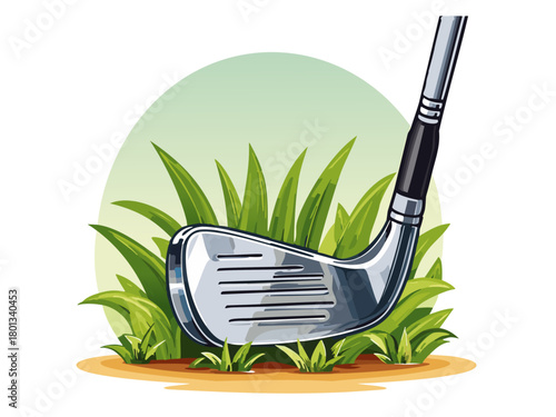 Minigolf putters with balls isolated on white background / Mini Golf Material / Mini golf clubs with balls isolated	
