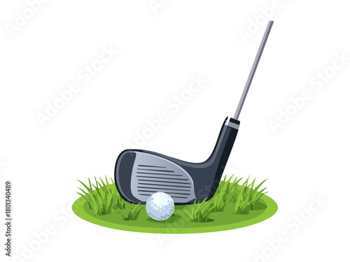 Minigolf putters with balls isolated on white background / Mini Golf Material / Mini golf clubs with balls isolated	
