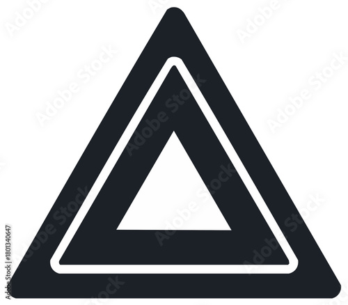 Modern minimalist graphic design element featuring nested black and white geometric triangles