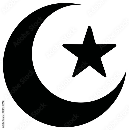 Islamic crescent moon and star symbol