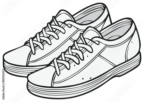 Illustrated Pair of Low-Top Sneakers with Laces, Footwear Fashion Accessories for Casual Style