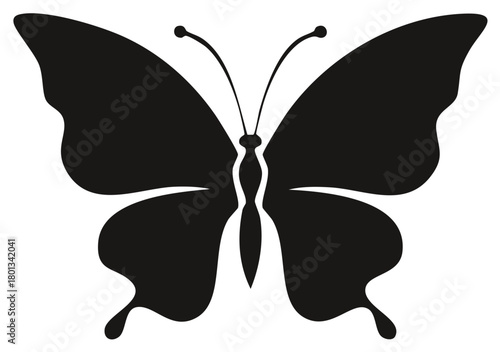 Elegant Black Butterfly Silhouette Design Element for Creative Graphic Projects