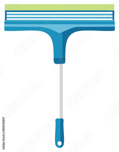 Blue Squeegee with Sponge for Window Cleaning Flat Vector Illustration
