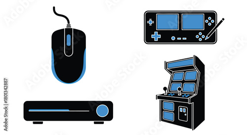 Gaming console arcade mouse technology vector illustration art
