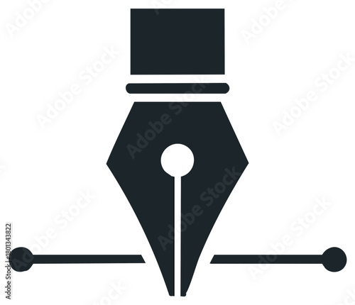 Stylized Fountain Pen Nib Vector Icon for Design and Illustration