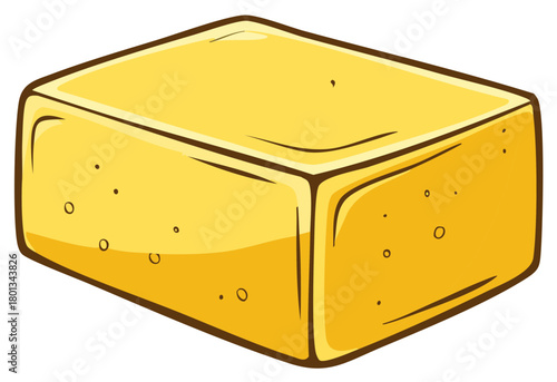 Illustration of Block of Cheese, Food Product, Dairy Goods, Gouda