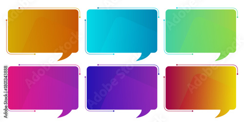 Set of colorful gradient speech bubble templates. Modern vector text boxes for website quotes, testimonials, or social media posts.