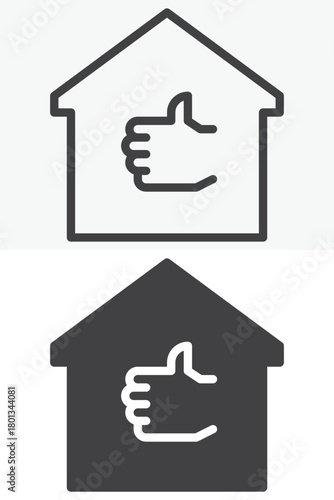 Favourite home line and solid vector icon set