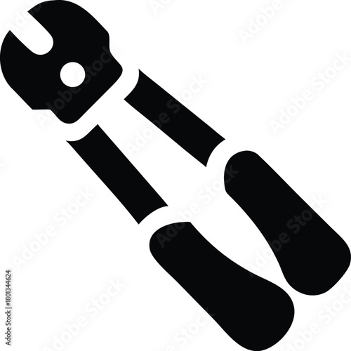 Black and white solid pair of cutting pliers are displayed on a plain background
