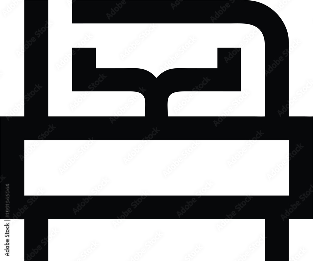 Fototapeta premium Minimalist black bed displays simple shape and form on a white backdrop