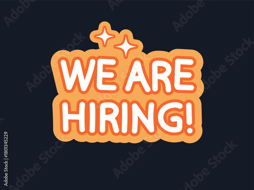 Futuristic y2k sticker, 90s style, we are hiring sticker, vacancy, recruitment