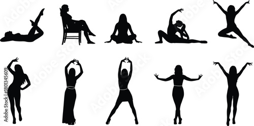 Silhouette, pose, expressive, body, movement, yoga, dance, gesture, emotion, human, figure, balance, flexibility, art, posture, physical, energy, creativity