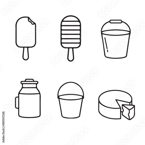 "Delightful Collection of Ice Cream Treats: Classic Designs in Monochrome, Perfect for Dessert Menus"