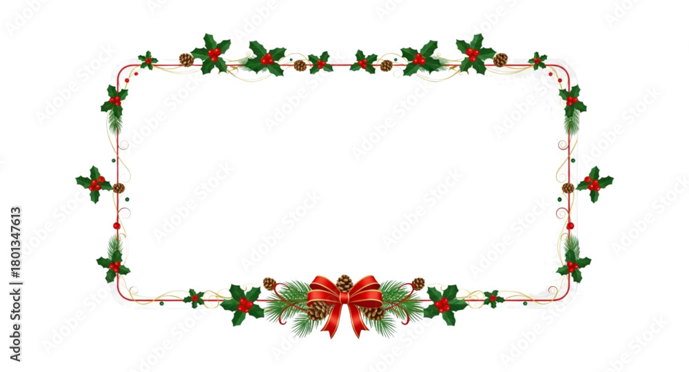 Fototapeta premium christmas frame with holly