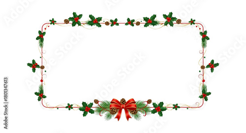 christmas frame with holly