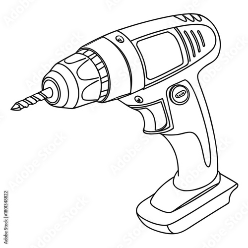 Illustration of a cordless drill isolated on, a versatile tool for various construction and repair tasks, showcasing its design and functionality
