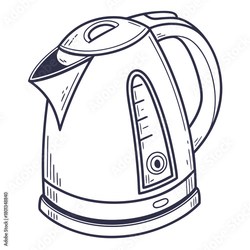 Illustration of an electric kettle isolated on, a kitchen appliance for boiling water quickly, showcasing its design and functionality