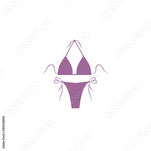 Women bikini flat vector illustration. Female stylish swimwear. Fashion swimsuit