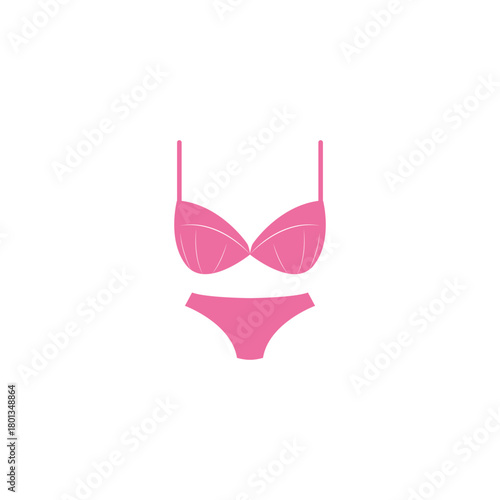 Women bikini flat vector illustration. Female stylish swimwear. Fashion swimsuit