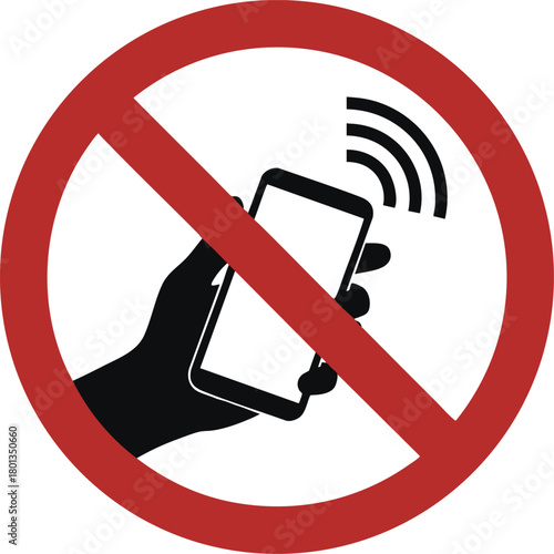 No Mobile Phones Allowed Sign Isolated on White Background – Vector Prohibition Symbol, Cell Phone Ban, Safety and Etiquette Restriction Icon