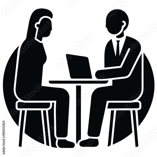 face to face interview vector icon