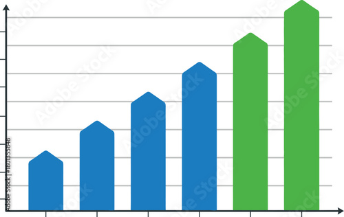 Bar chart showing positive business growth and success progression Vector