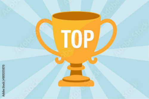 A golden trophy with the word "TOP" displayed prominently.