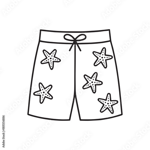 Summer swim trunks with starfish pattern outline 