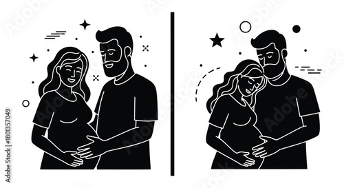 Pregnancy couple vector illustration maternity love expectant parent