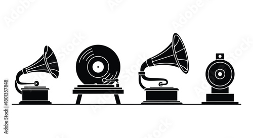 Vintage gramophone record player music antique audio collection