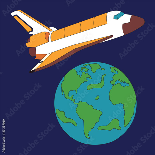 Space Shuttle Orbiting Earth vector