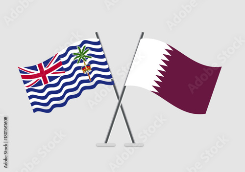 British Indian Ocean Territory and Qatar vector flags symbolizing alliance in vector art