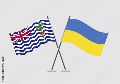 British Indian Ocean Territory and Ukraine vector flags illustration representing alliance
