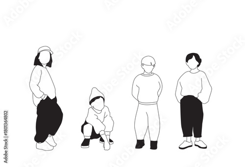 Illustration portrait - SVG Vector People - Set of kids Characters